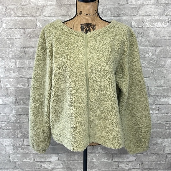 Prologue Light Green Sherpa Fleece Pullover Sweater - Picture 3 of 8
